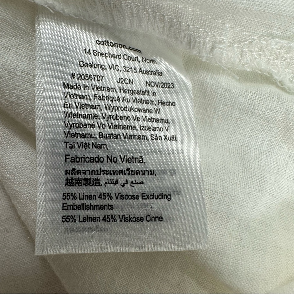 NWT Cotton On Oversized Linen Mixed Button Shirt Women’s 12 Short Sleeve - Picture 7 of 7